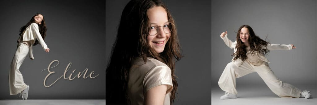 communieKaartje meisje studioshoot Eline Fotostudio Kwinten